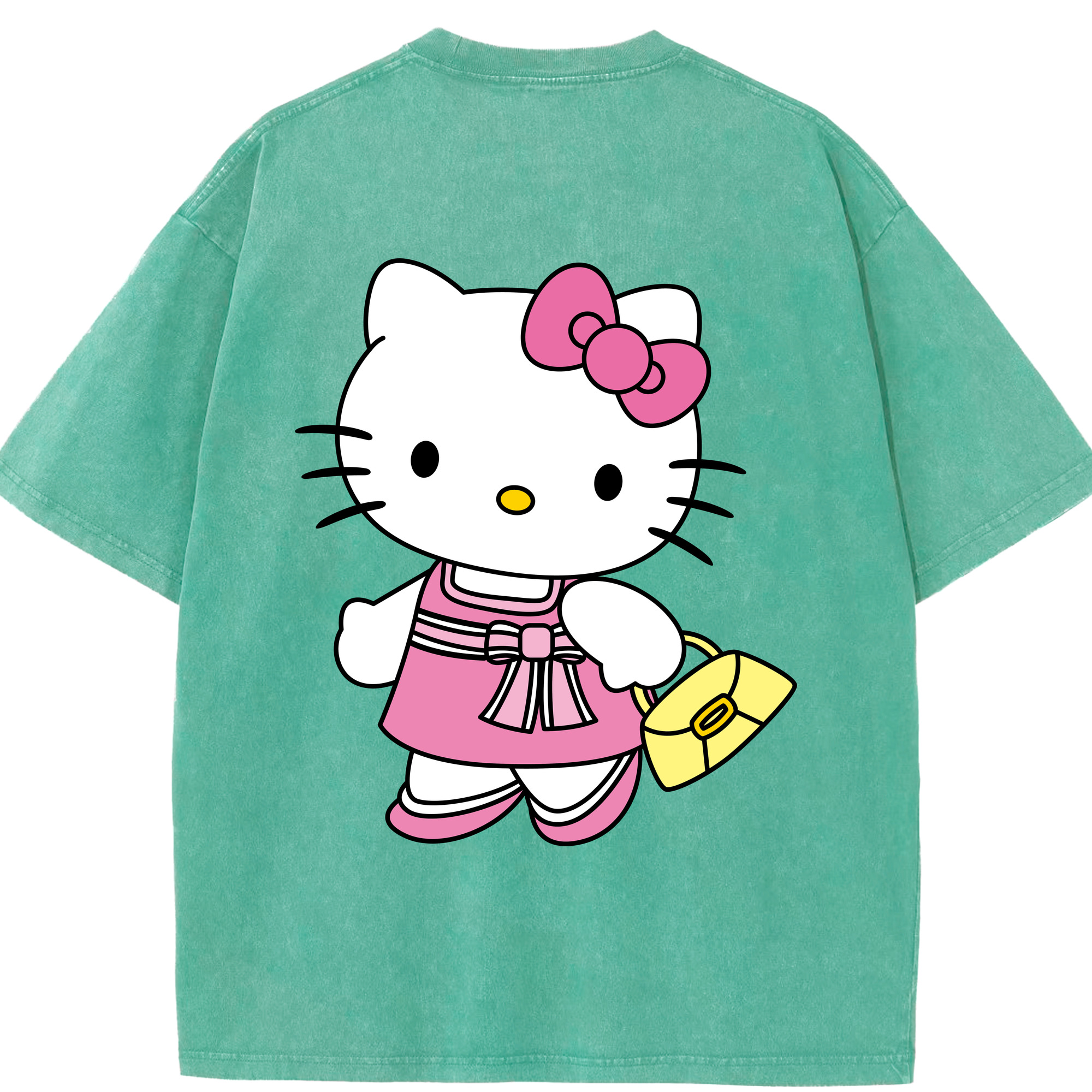 （画像用） Hello Kitty ハローキティ 綿100% ヴィンテージ風 半袖Tシャツ（背面プリント）